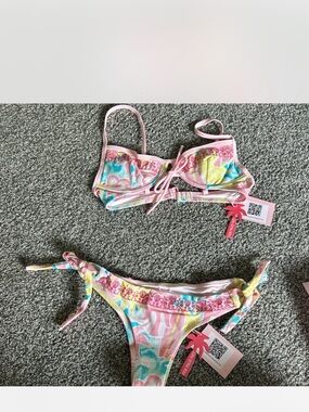 Pinkpalm puff bikini!  Tropical Tie-Side Bikin